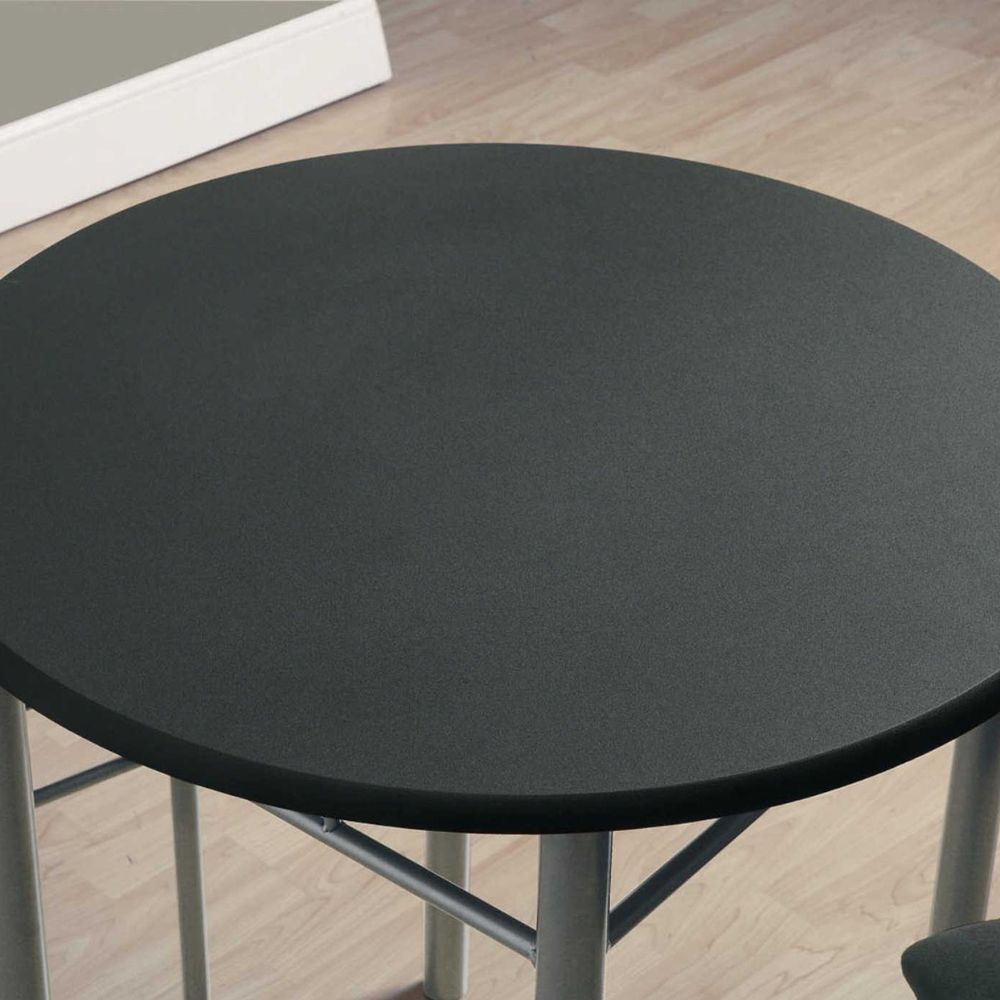 table top Black 30"Round Table and 2 Cushioned Chairs Dining Table Set goldstardining.com