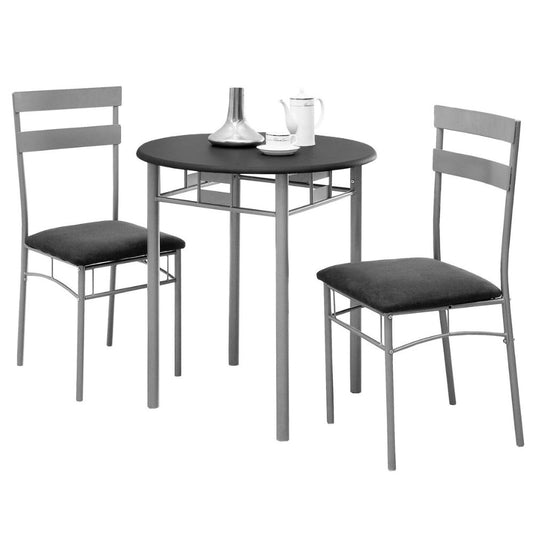 Black 30"Round Table and 2 Cushioned Chairs Dining Table Set goldstardining.com