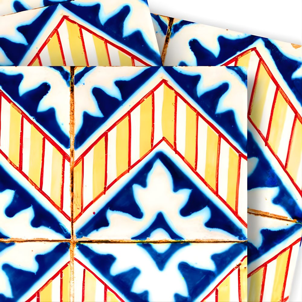 Blue Yellow Zig Peel And Stick Tile Stickers