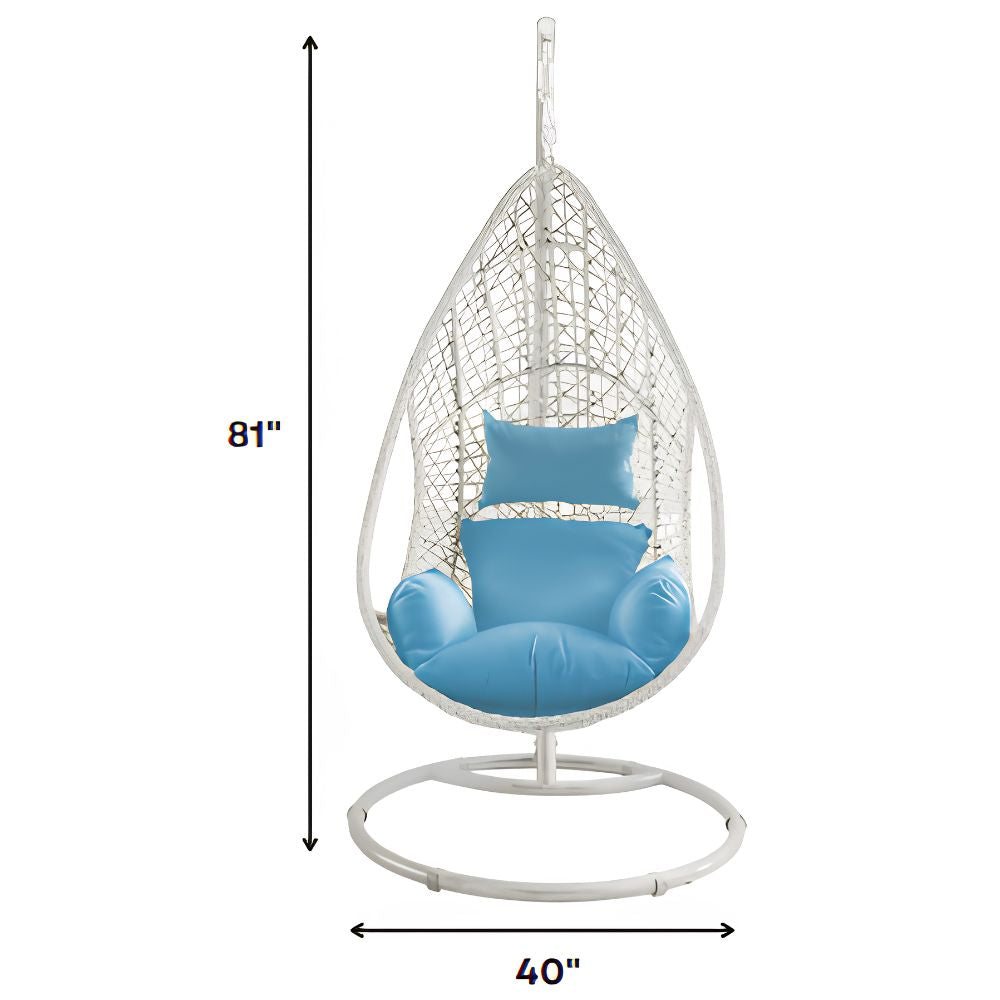 40" Blue and Steel stand finished Metal Outdoor Swing Chair with Blue Cushion