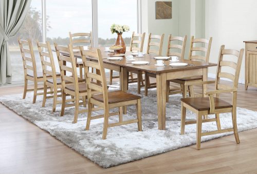 Sunset Trading Brook 11 Piece 134" Rectangular Extendable Dining Set | Arm Chairs | Seats 12 DLU-BR134-PW11PC