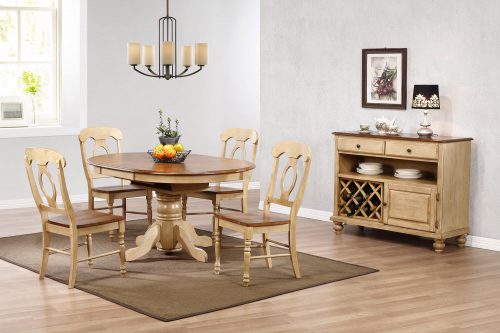 Sunset Trading Brook 6 Piece 42" Round or 60" Oval Extendable Dining Set | Butterfly Leaf Table | Server | Seats 6 DLU-BR4260-C50-SRPW6PC