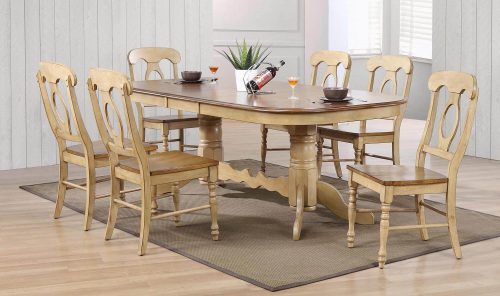 Sunset Trading Brook 7 Piece 96" Oval Extendable Dining Set with Napoleon Chairs | Double Pedestal Table | Seats 10 DLU-BR4296-C50-PW7PC