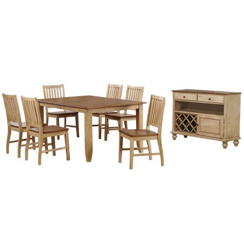 Sunset Trading Brook 8 Piece 72" Rectangular Extendable Table Dining Set with Server | Seats 8 DLU-BR4272-C60-SRPW8PC