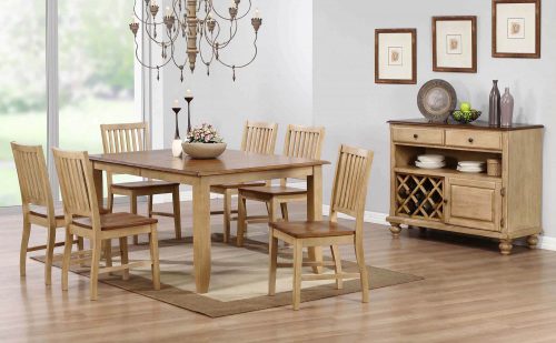 Sunset Trading Brook 8 Piece 72" Rectangular Extendable Table Dining Set with Server | Seats 8 DLU-BR4272-C60-SRPW8PC