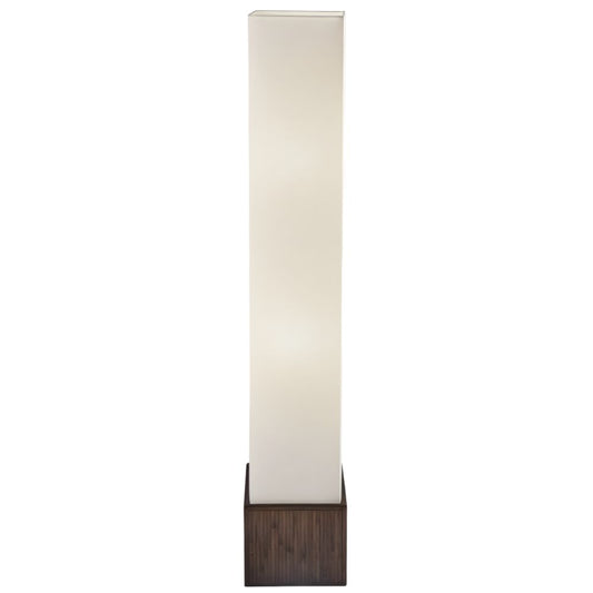 50" Brown And White Rattan Two Light Column Floor Lamp With White Fabric Shade