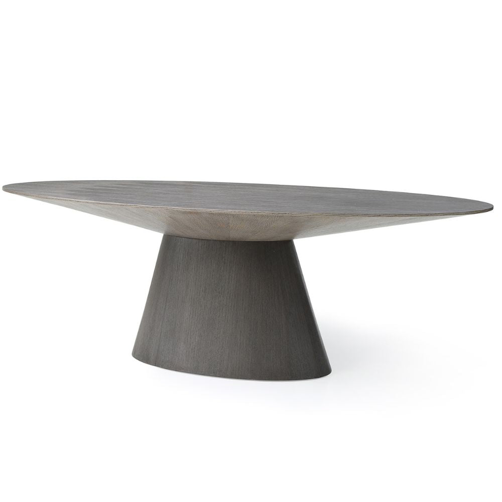 grey Bruno 95" Walnut or Oak Veneer Oval Dining Table, goldstardining.com