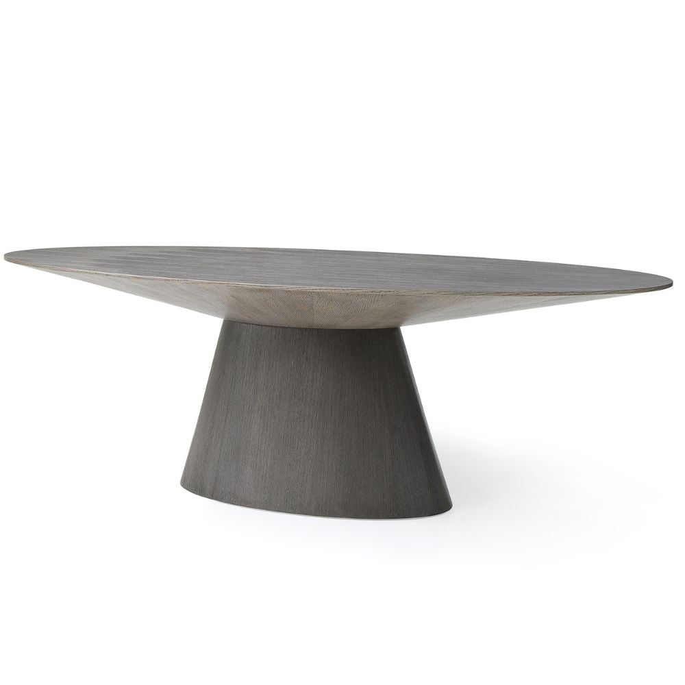 grey inclined Bruno 95" Walnut or Oak Veneer Oval Dining Table, goldstardining.com