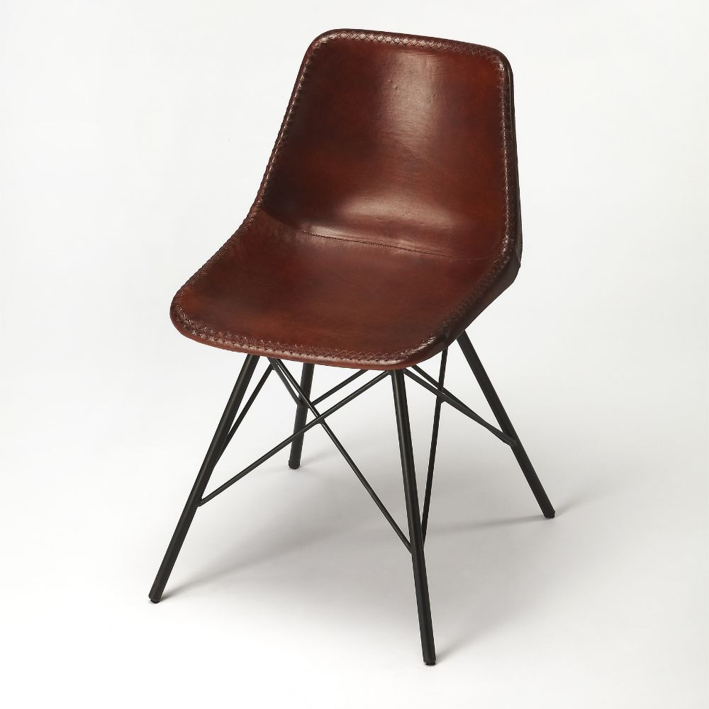 Butler Specialty Company Inland Leather Side Chair, Medium Brown 3673344