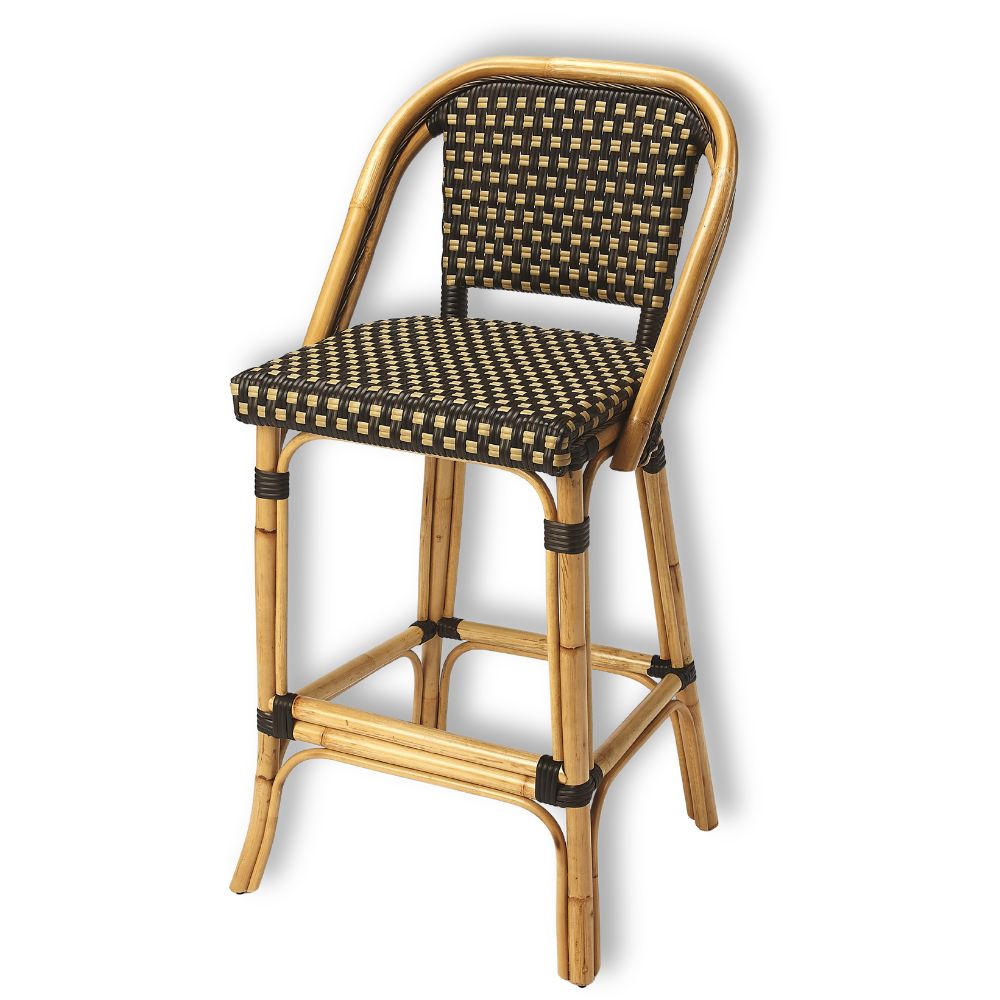 Butler Specialty Company Lila Rattan 28" Bar Stool, Dark Brown 3715398