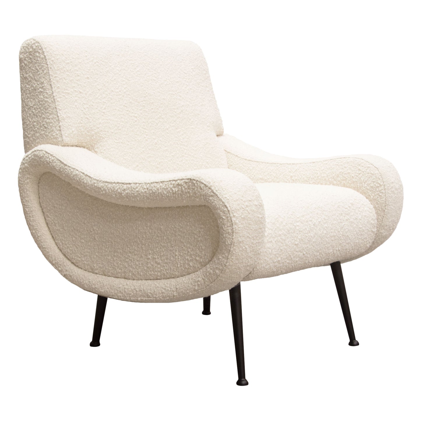 Diamond Sofa Cameron Accent Chair in Bone Boucle | Chair Boucle Textured Fabric