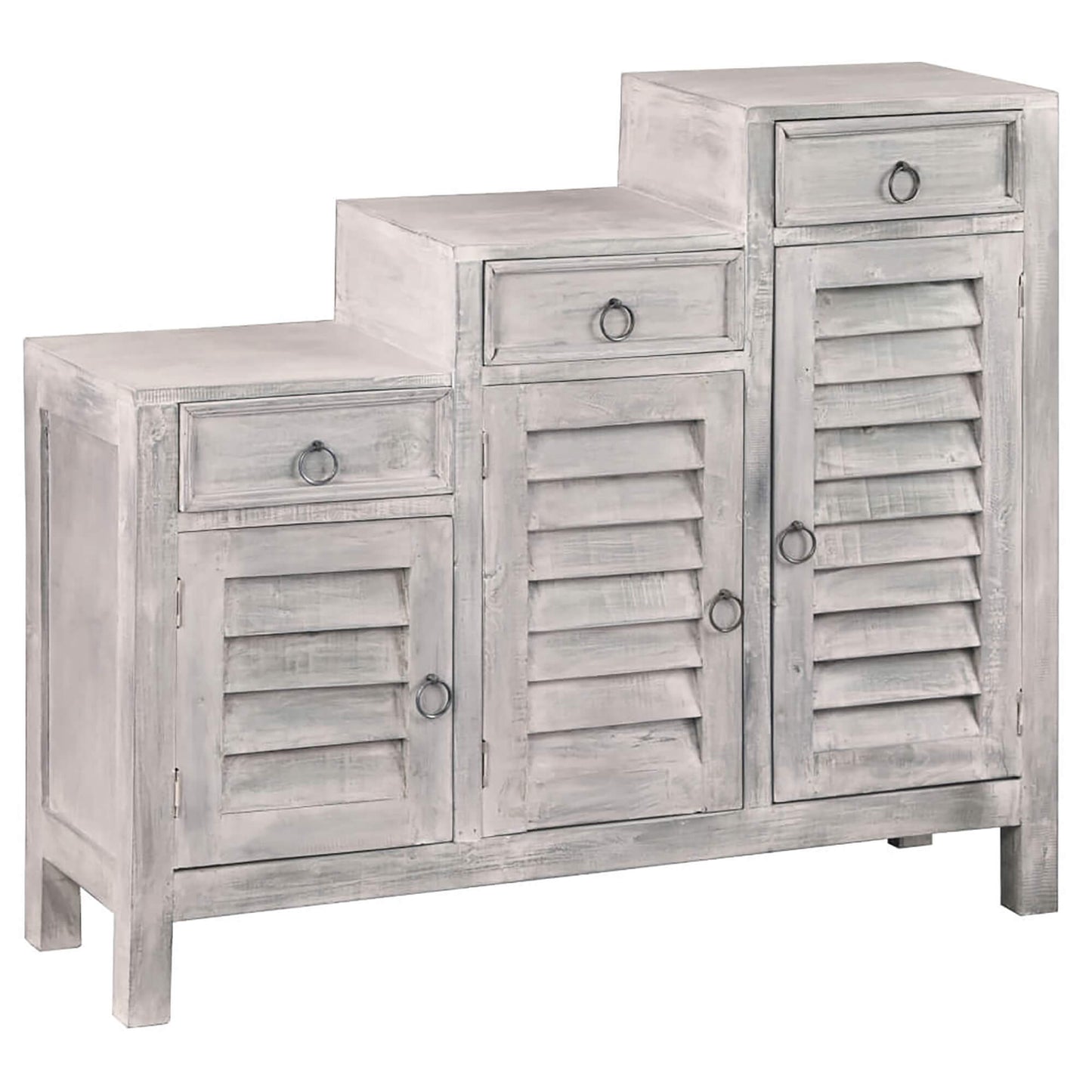 Sunset Trading Cottage Three Tiered Shutter Cabinet CC-CAB1181LD-SW