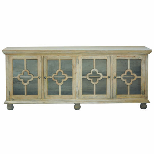 Sunset Trading Cottage 87" Clover Glass Door Credenza CC-CAB1781S-DW