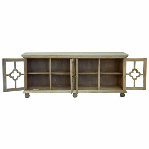 Sunset Trading Cottage 87" Clover Glass Door Credenza CC-CAB1781S-DW