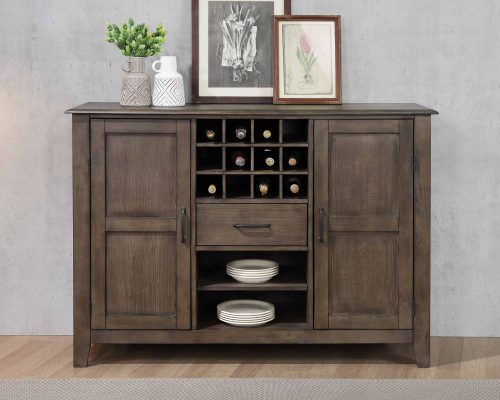 Sunset Trading Cali Server | Wine Rack | Cabinets Drawers Open Shelf Storage DLU-CA113-SR