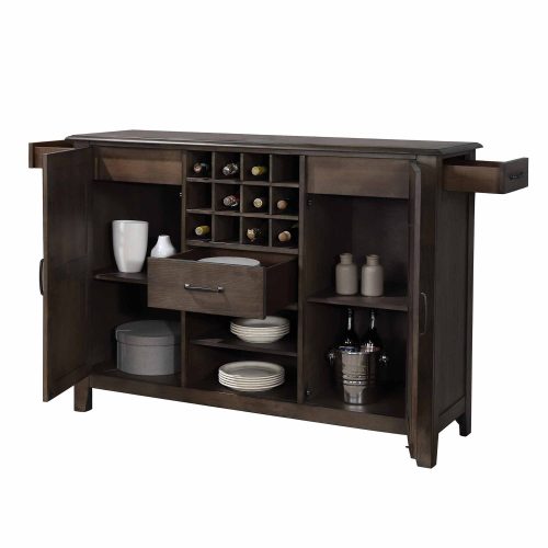 Sunset Trading Cali Server | Wine Rack | Cabinets Drawers Open Shelf Storage DLU-CA113-SR