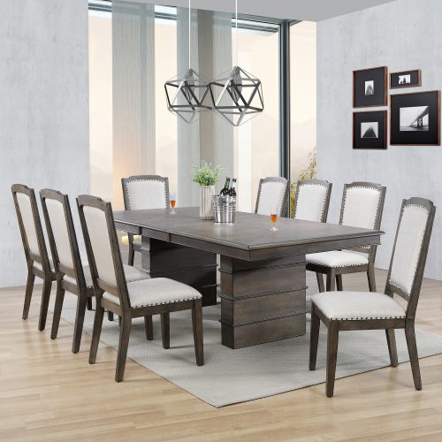 Sunset Trading Cali 9 Piece 96" Rectangular Extendable Dining Table Set | Brown Solid Wood | Seats 8 DLU-CA113-8C-9PC