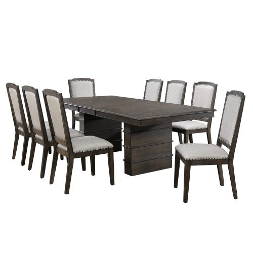 Sunset Trading Cali 9 Piece 96" Rectangular Extendable Dining Table Set | Brown Solid Wood | Seats 8 DLU-CA113-8C-9PC