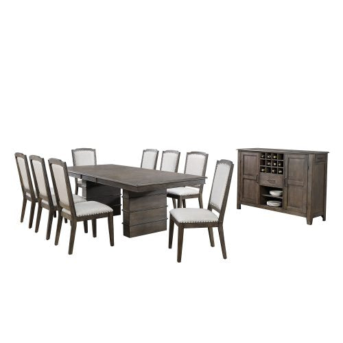 Sunset Trading Cali 10 Piece 96" Rectangular Extendable Dining Table Set with Server | Brown Solid Wood | Seats 8 DLU-CA113-8C-SR10PC