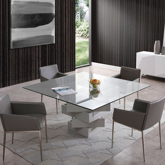 lifestyle Carson  High Gloss Clear Glass Top Dining Table, goldstardining.com