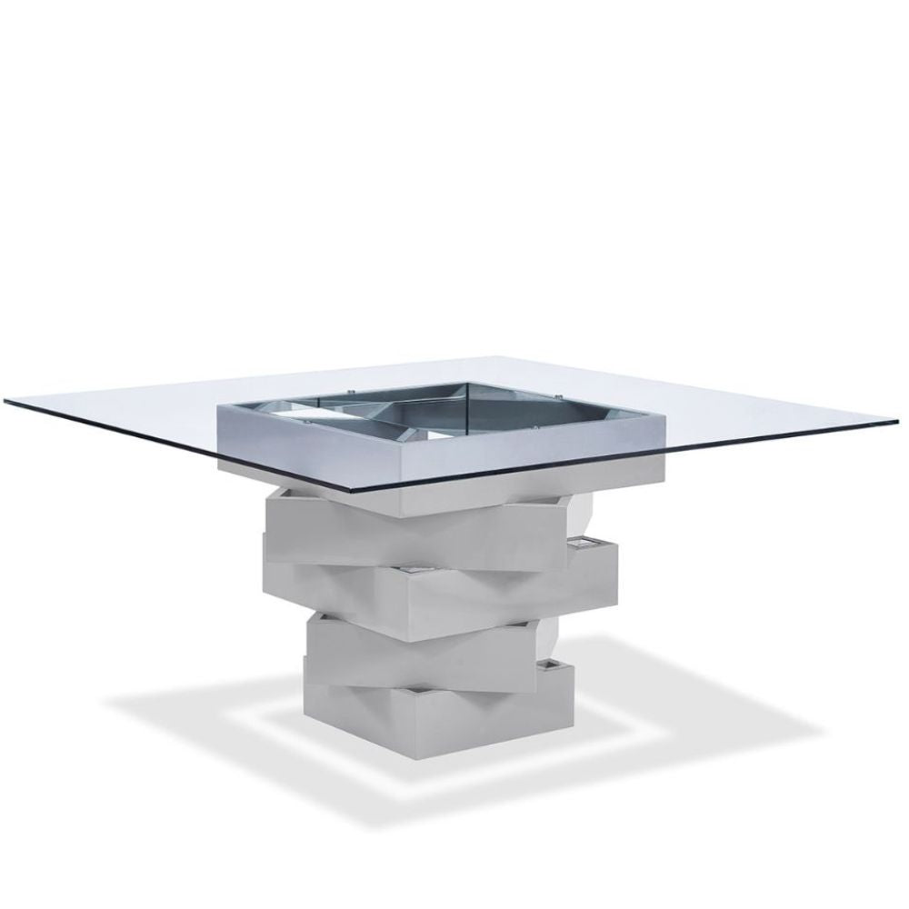 Carson  High Gloss Clear Glass Top Dining Table, goldstardining.com