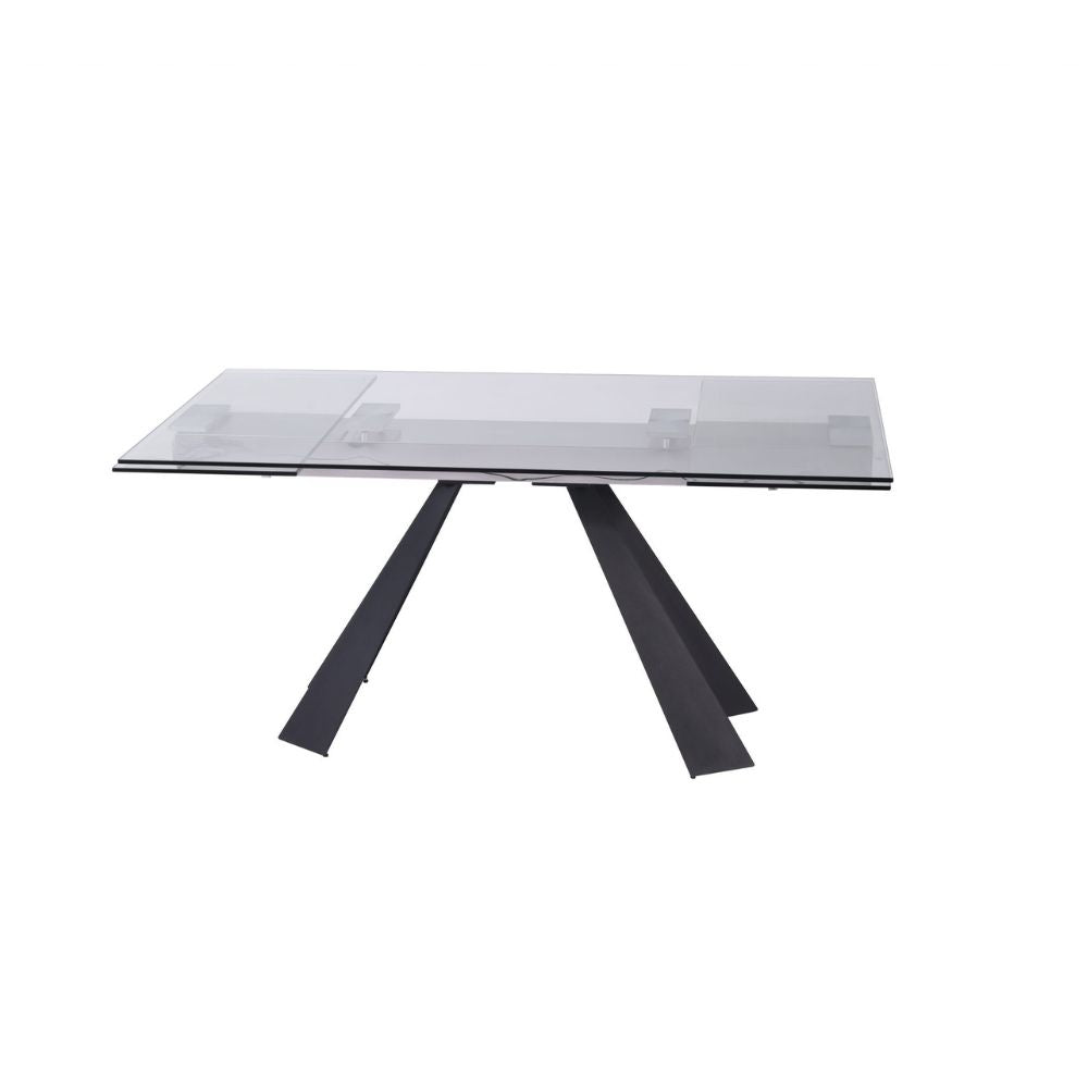 standard size Chicago Glass Top Extendable Dining Table, goldstardining.com