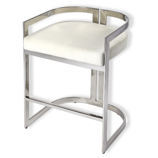 Butler Specialty Company Clarence Faux Leather 25" Counter Stool, Silver 5377220