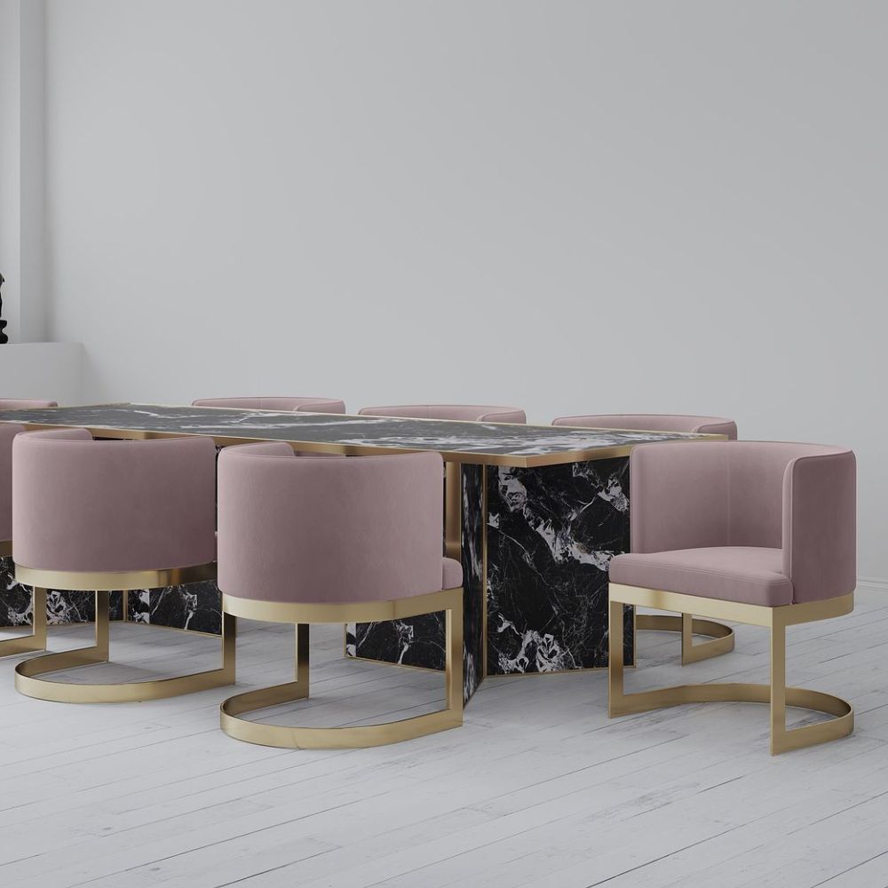 Manhattan Comfort Aura and Polished Brass Velvet Dining Chair (Set of 2)