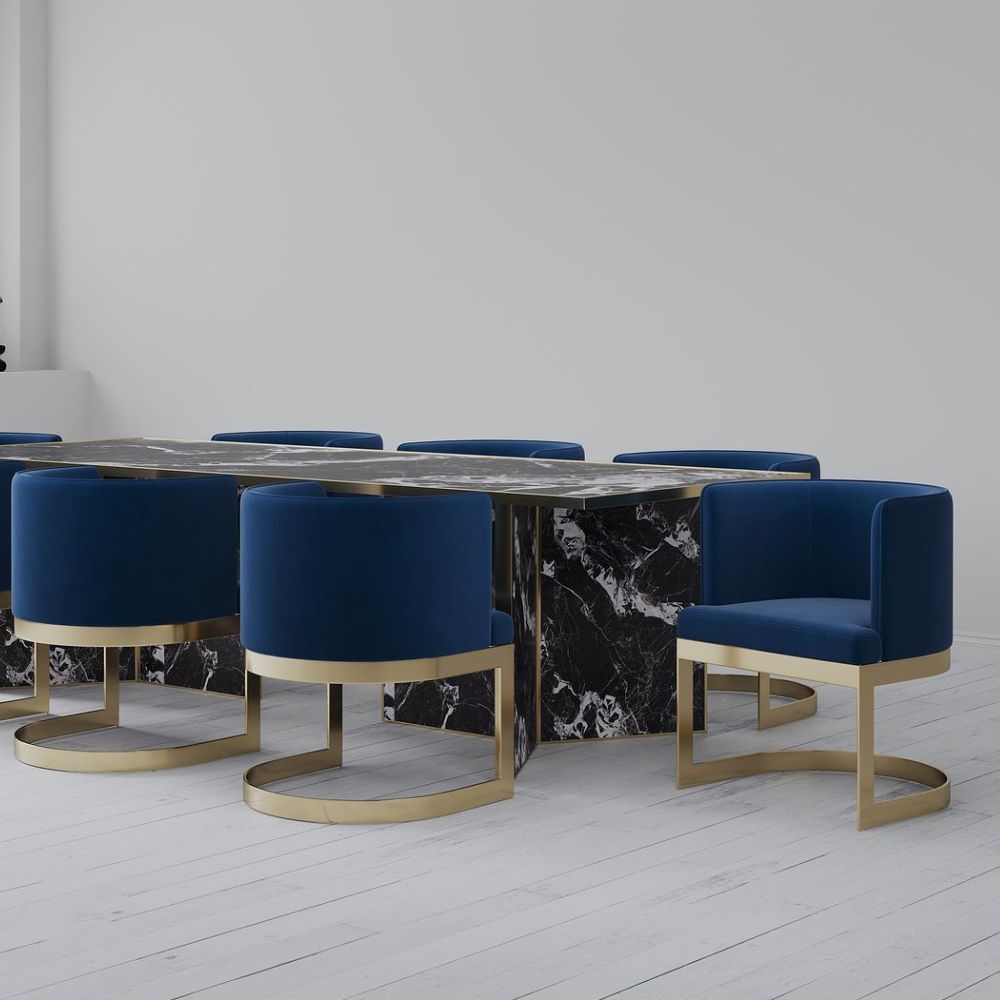 Manhattan Comfort Aura and Polished Brass Velvet Dining Chair (Set of 2)