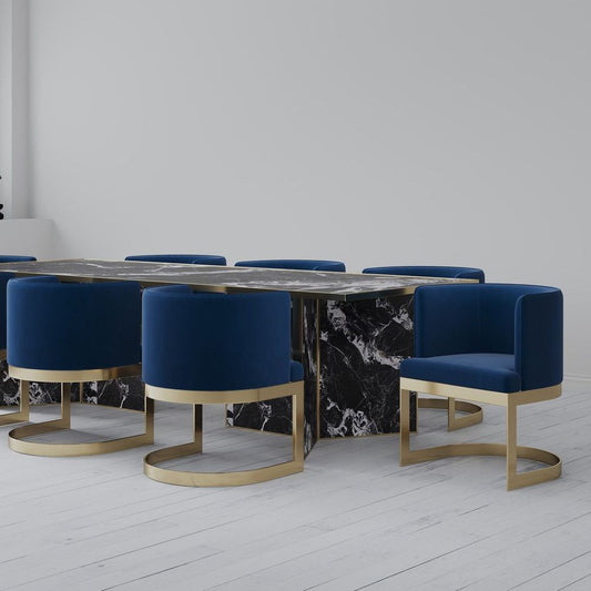 Manhattan Comfort Aura and Polished Brass Velvet Dining Chair (Set of 2)