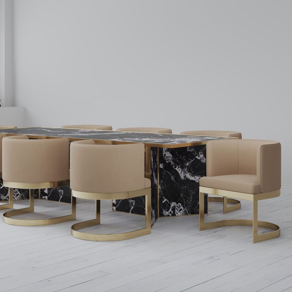 Manhattan Comfort Aura and Polished Brass Velvet Dining Chair (Set of 2)