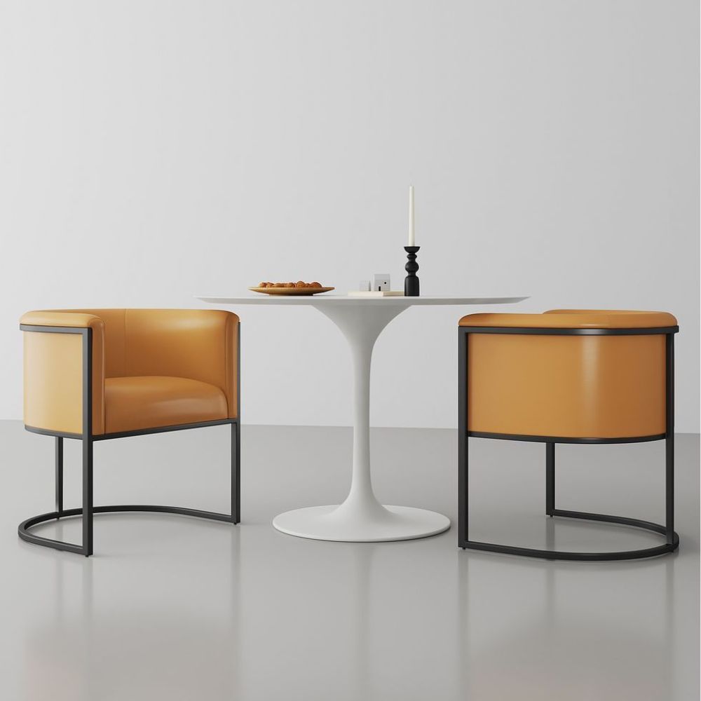Cosmopolitan Metal Vegan Leather Accent Dining Chair