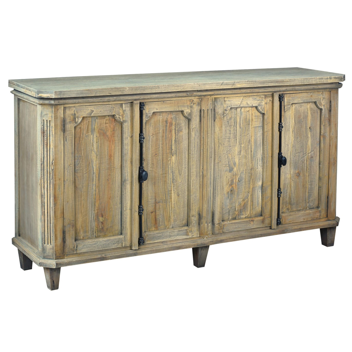 Sunset Trading Cottage 71" Panel Door Credenza | Driftwood Brown Solid Wood Sideboard | Fully Assembled Cabinet CC-CAB291S-DW