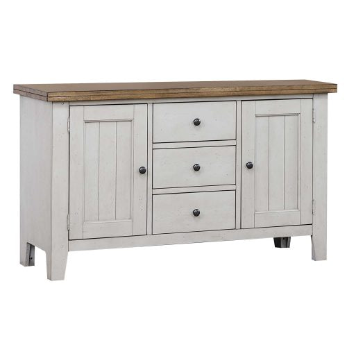 Sunset Trading Country Grove Buffet | Distressed Gray and Brown Wood DLU-CG-BUF-GO