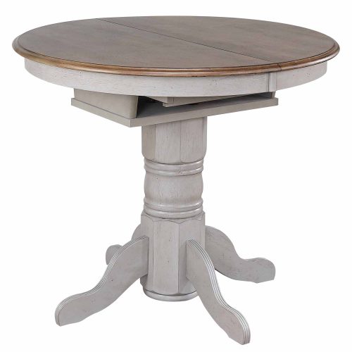 Sunset Trading Country Grove 5 Piece 42" Round to 60" Oval Extendable Pub Table Set | 4 Barstools with Arms | Counter Height Dining | Distressed Gray and Brown Wood | Seats 6 DLU-CG4260CB30AGO5