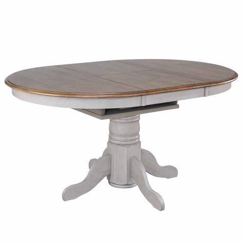 Sunset Trading Country Grove 42" Round to 60" Oval Extendable Dining Table | Distressed Gray and Brown Wood | Seats 6 DLU-CG4260-GO