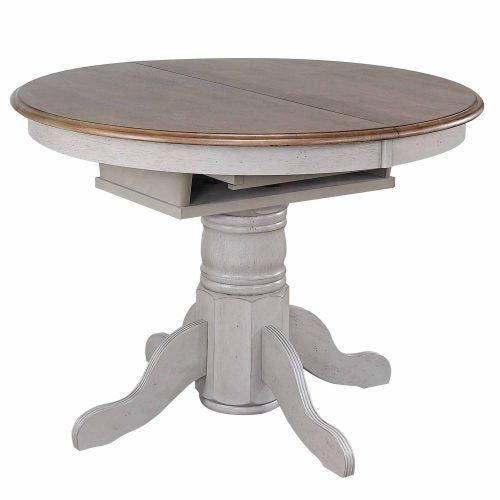 Sunset Trading Country Grove 42" Round to 60" Oval Extendable Dining Table | Distressed Gray and Brown Wood | Seats 6 DLU-CG4260-GO