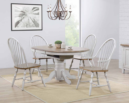 Sunset Trading Country Grove 42" Round to 60" Oval Extendable Dining Table Set | 2 Arm Chairs | Distressed Gray and Brown Wood | Seats 6 DLU-CG4260-30AGO5