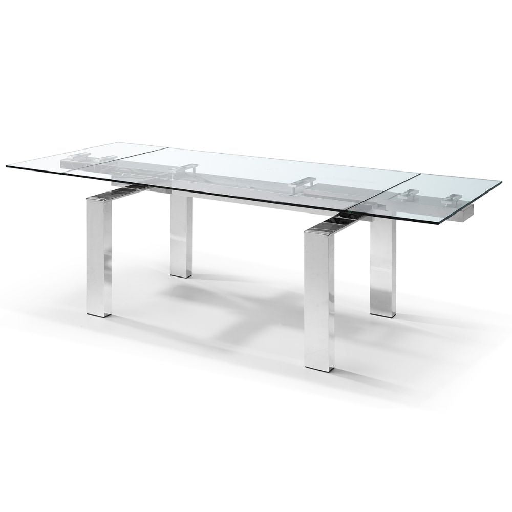 extended Cuatro Tempered Glass Tabletop Extendable Dining Table goldstardining.com