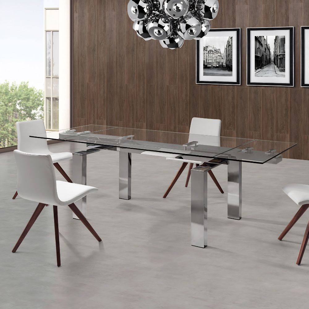 lifestyle Cuatro Tempered Glass Tabletop Extendable Dining Table goldstardining.com
