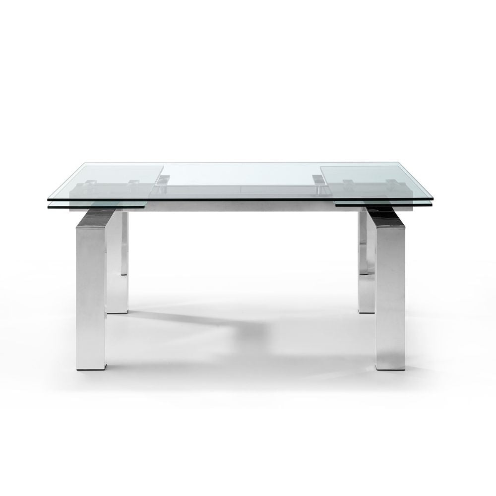 side Cuatro Tempered Glass Tabletop Extendable Dining Table goldstardining.com