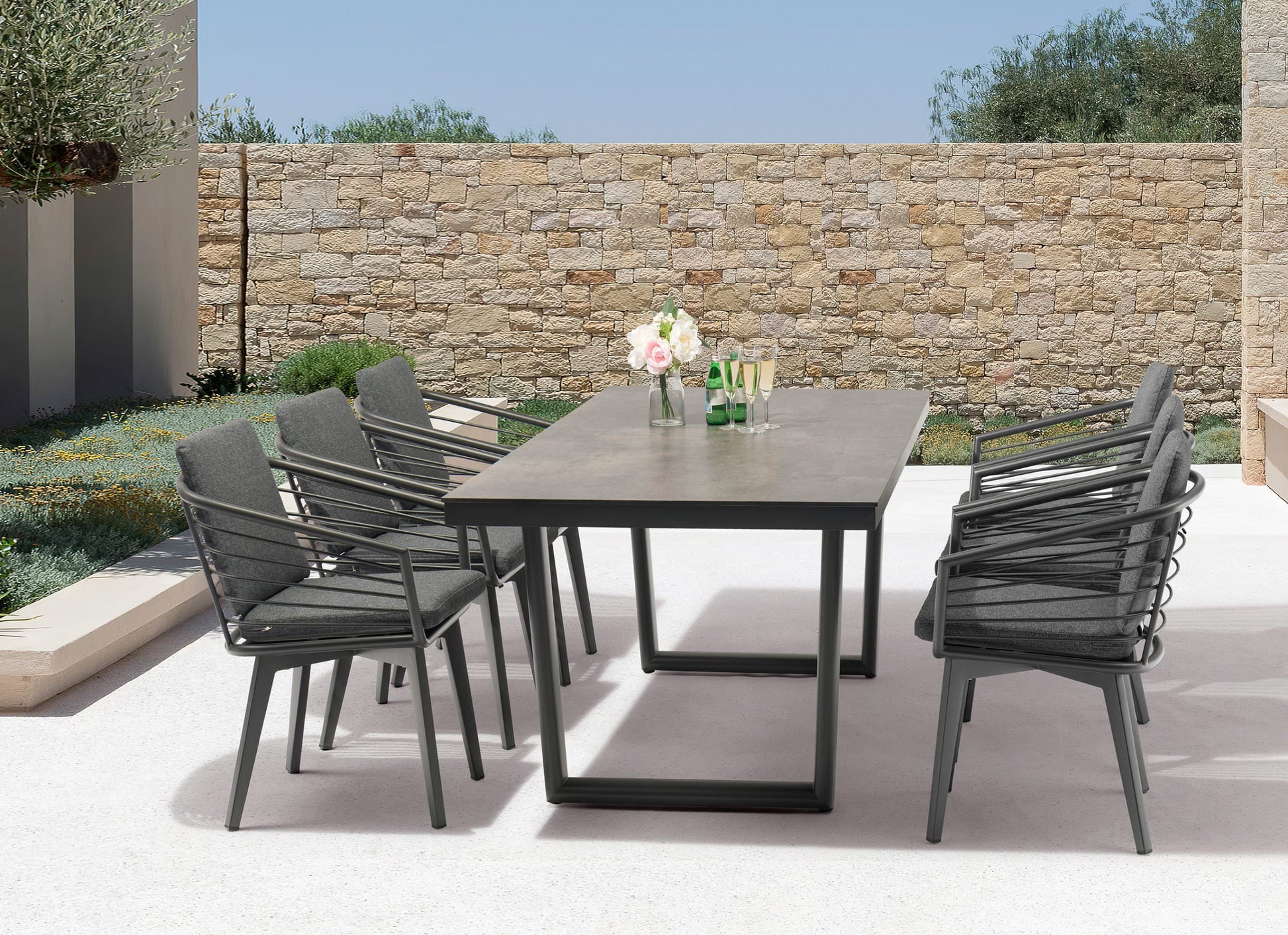 Whiteline Doris Outdoor Dining Table DT1836-DGRY - GOLD STAR Dining