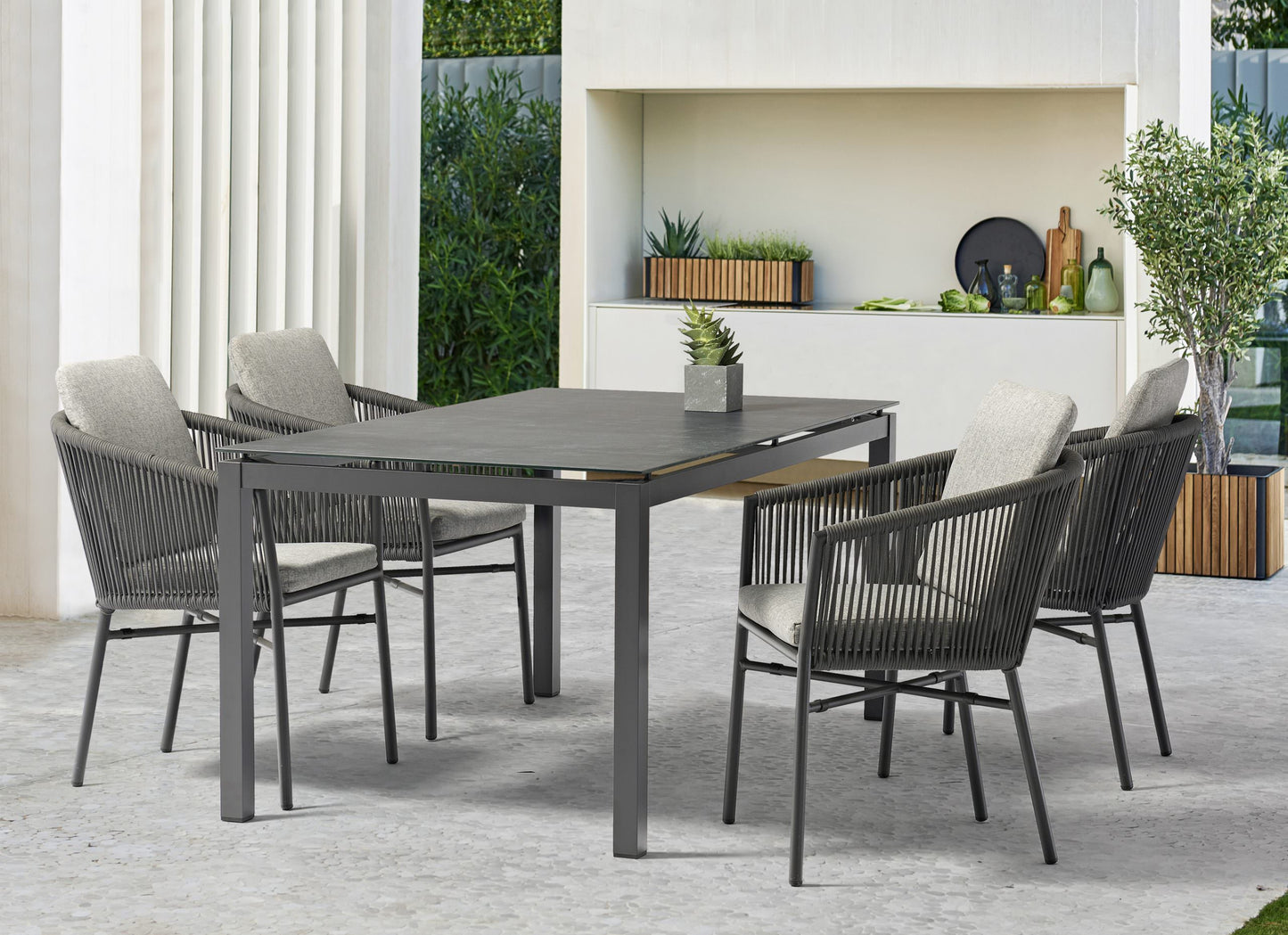 Whiteline Lynn Outdoor Dining Table DT1837-DGRY - GOLD STAR Dining