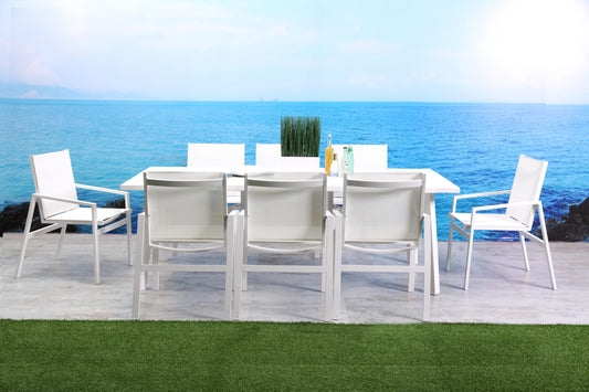 Whiteline Rio Indoor/Outdoor Rectangle Aluminum Dining Table, Matte White, Powder-Coated Finish DT1593-WHT - GOLD STAR Dining