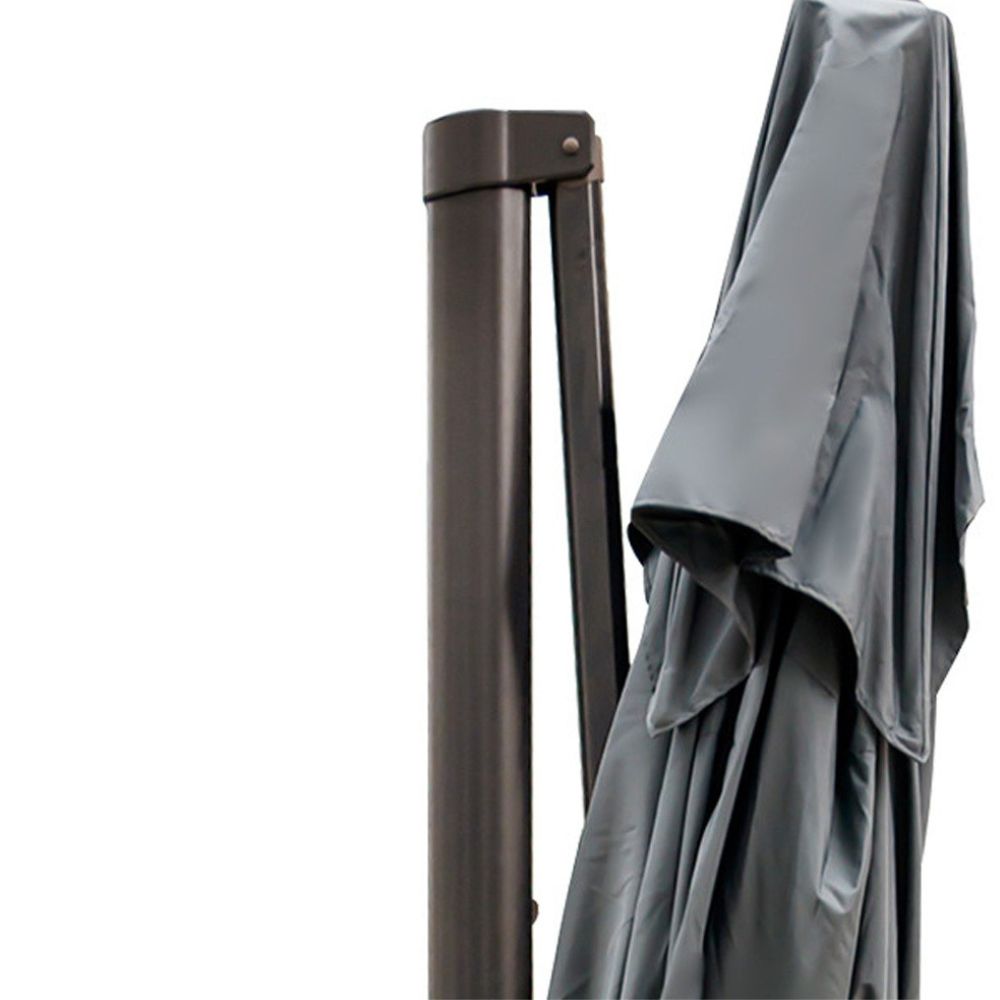113" Dark Gray Polyester Rectangular Tilt Cantilever Patio Umbrella With Stand