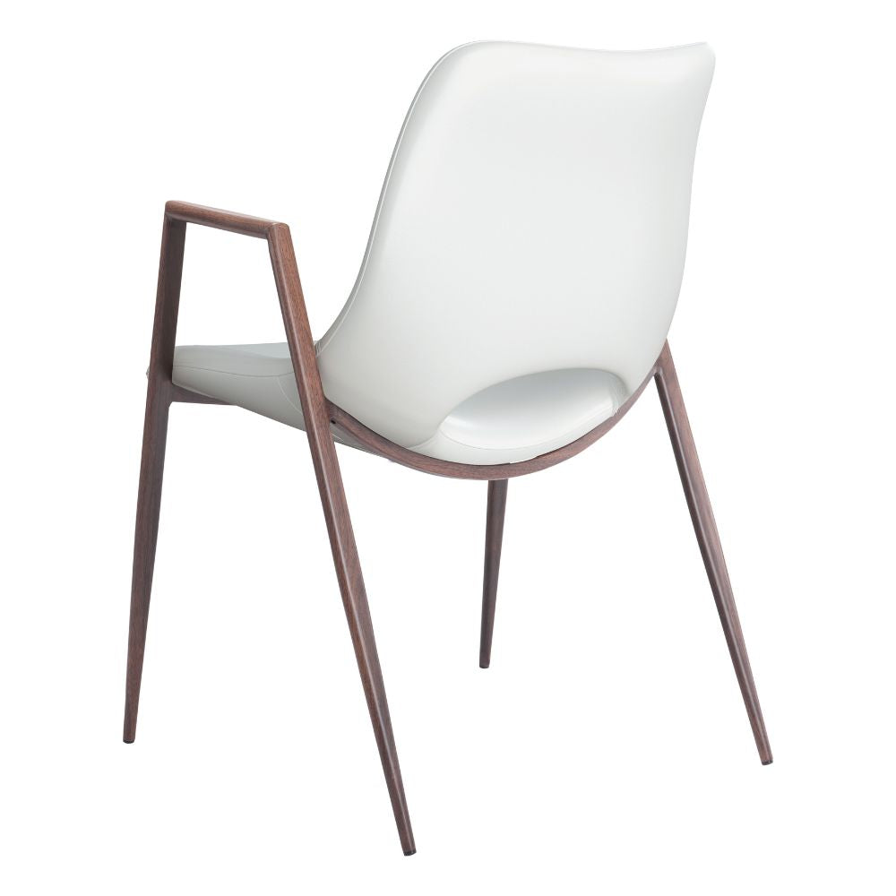 DesiFauxLeatherWhite_Walnut_SteelFrameSetof2DiningChairs-rear, goldstardining.com