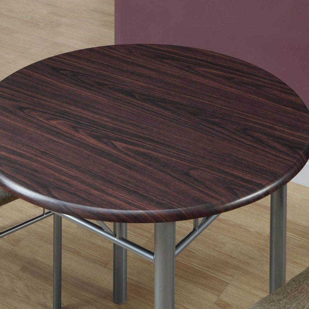 table Espresso/ Silver 30"Round Table and 2 Cushioned Chairs Dining Table Set goldstardining.com