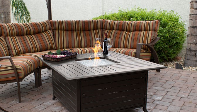 Az Patio Square Slatted Aluminum Firepit In Bronze F-1108-FPT