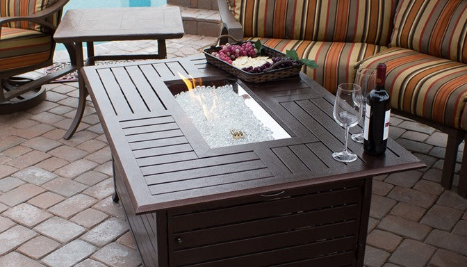 Az Patio Rectangular Slatted Aluminum Firepit FS-1010-T-12