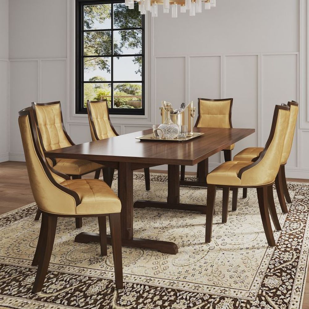 Manhattan Comfort Fifth Avenue Walnut Faux Leather Dining Chair (Set of Two)